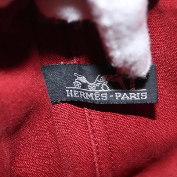 HERMES Fourre Tout PM Hand Bag Canvas Red Navy Auth bs27030 - Picture 9 of 16